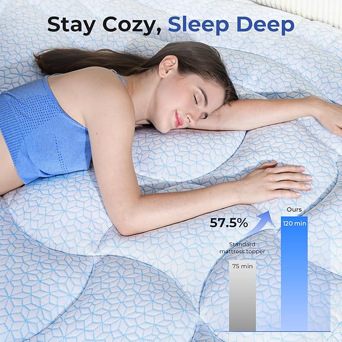 Dual Layer 4 Inch Cooling Memory Foam Mattress Topper Queen Size, 2 Inch Thick Soft Quilted Ice Silk Pillow Top Cover Plus 2 Inch Gel Memory Foam Mattress Pad for Back Pain Relief