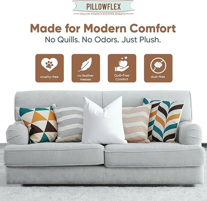 Pillowflex Synthetic Down Pillow Insert - 28x28 Down Alternative, Ultra Soft Large Square European Throw Pillow, Couch Euro Sham, Bed - 1 Decorative Form