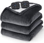 Bedsure Electric Blanket Queen Size - Dual Control Heated Blanket Queen, Fast Heating with 10 Time Settings & 10 Heat Settings, Warm Gift for Grandma (84x90 inches, Dark Grey)