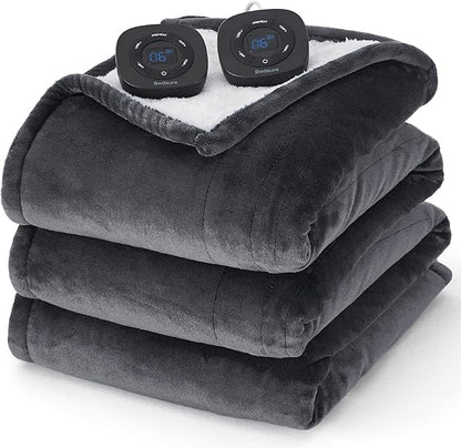 Bedsure Electric Blanket King Size - Dual Control Heated Blanket King Size, Fast Heating with 10 Time Settings & 10 Heat Settings, Warm Gift for Grandma (100x90 inches, Dark Grey)