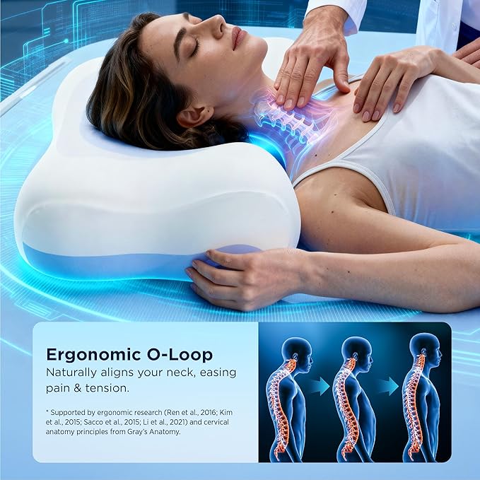 Bedsure Cervical Neck Pillow - Ergonomic Pillows for Deep Sleep, Memory Foam Pillows for Side & Back Sleepers, Orthopedic Cervical Pillow Shape Gently Cradles Head & Neck Support, Shoulder Pain Relief