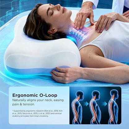 Bedsure Cervical Neck Pillow - Ergonomic Pillows for Deep Sleep, Memory Foam Pillows for Side & Back Sleepers, Orthopedic Cervical Pillow Shape Gently Cradles Head & Neck Support, Shoulder Pain Relief