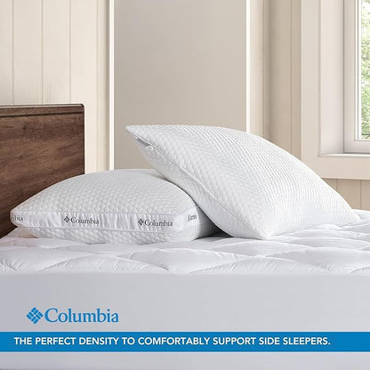 Columbia Comfort Ice Fiber Side Sleeper Down Alternative Bed Pillow with Polyester Fiberfill, Supportive Cooling Double Sided Breathable Cover (Side Sleeper, Standard/Queen (Pack of 1))
