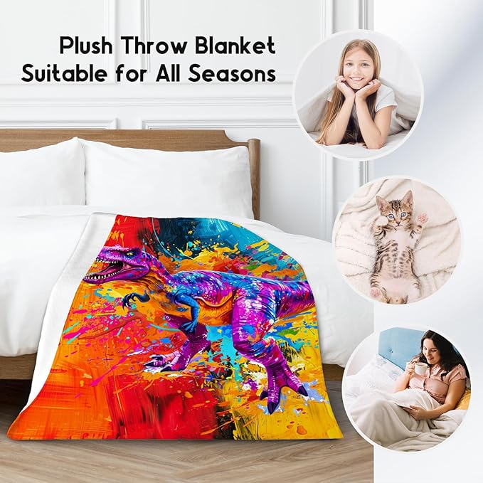Dinosaur Blanket - Blankets for Boys/Kids - 40x50 Inches Dinosaur Gifts Soft Flannel Kids Throw for Couch, Bed
