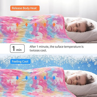 Cooling Blanket for Hot Sleepers,Glow in The Dark Blanket Unicorns Gifts for Girls,Girls Toys for 1-10 Year Old Girl Gifts,Q-Max>0.4 Arc-Chill Cooling Fiber,Soft Blankets for Boy Girl,50x60In