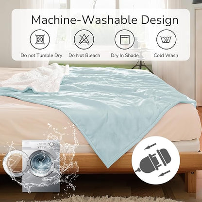 Electric Heated Blanket King Size 90"x100" - Dual-Sided with Microplush & Sherpa Fabric, 4 Heat Settings & 10 Hours Auto Off, Dual Controller, Machine Washable - Light Green