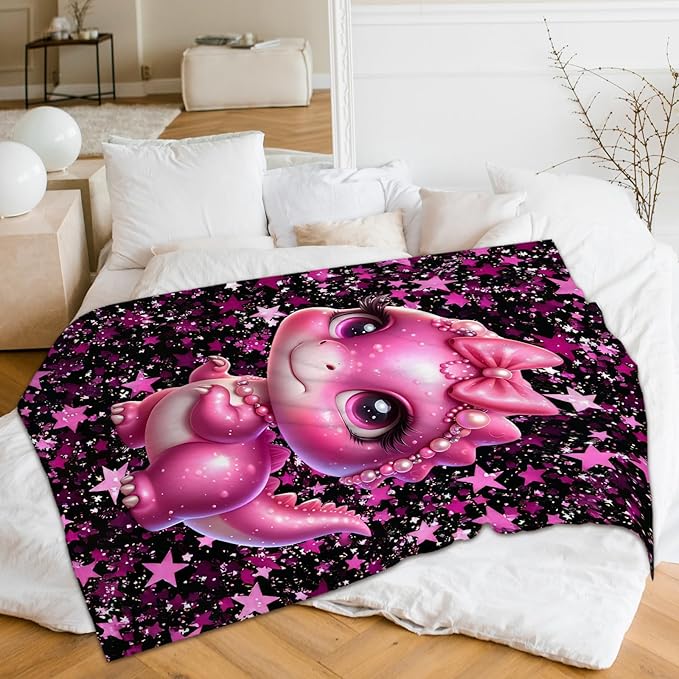 Dinosaur Blanket, Kids Blankets for Girls1-3, Gift for Dinosaur Lovers, Cute 40 x 30 Inches Cozy Flannel Throws for Bed Living Room Decor
