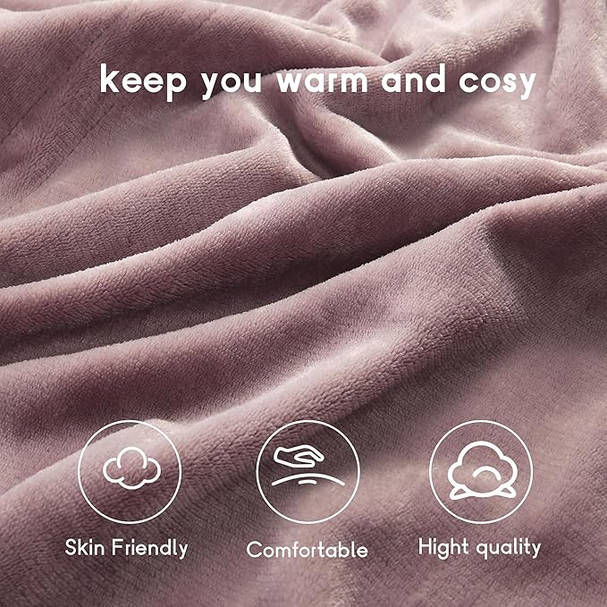 Heated Blanket Electric Blanket Twin Size 62''x84'', 4 Heating Levels 10 Hrs Auto Shut Off Soft Warmer Flannel Blanket ETL Certification - Purple