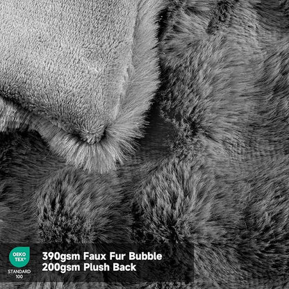 Heated Blanket Electric Twin- 62"x84" Soft Thick Bubble Electric Blanket for Sofa with 5 Heat Levels & 4 Hours Auto-Off Overheat Protection, Warm Cozy Gifts, Light Grey