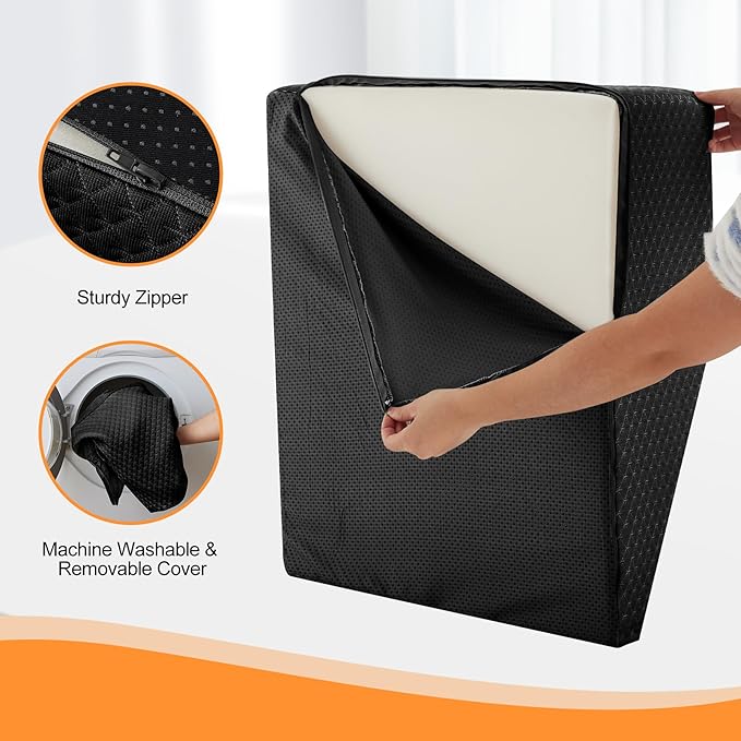 Leg Elevation Pillow for After Surgery, 8inch Foam Leg Elevating Pillow for Swelling and Blood Circulation, Leg Wedge Pillow for Sleeping, Knee Pillow for Knee Hip Ankle Pain Relief, Black