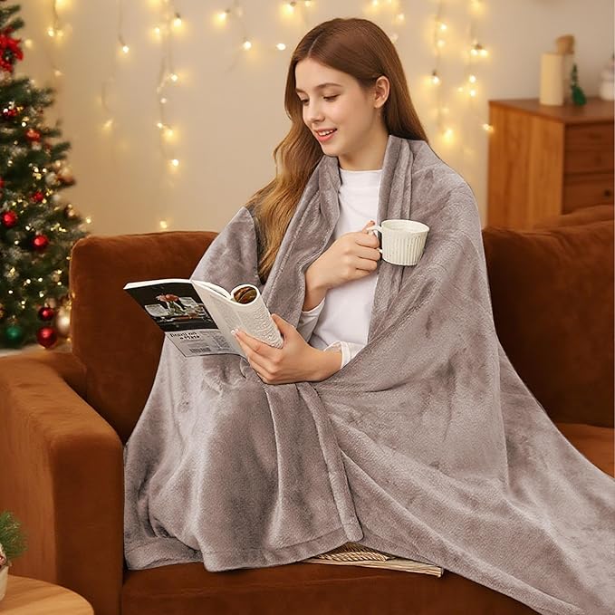 Electric Heated Blanket 72"x84" Full Size - 4 Heat Levels, 10H Auto Shut Off, Ultra-Soft Flannel Fleece Heated Blanket with Overheat Protection, Fast Heating, Machine Washable - Brown
