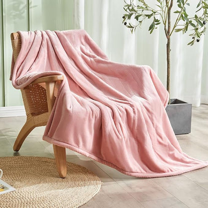 Electric Heated Blanket, Flannel & Sherpa Fast Heating Soft Fleece Heated King Blanket 90"x100" with 6 Heating Levels & 10H Auto Off - Pink