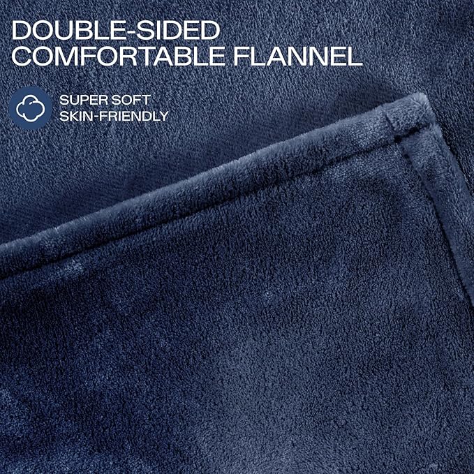 Electric Blanket Queen Size, Heated Blanket Soft Flannel Heating Blanket Queen Size with 10 Hours Auto Off, 8 Heating Levels, Machine Washable ETL Certification (Navy Blue, 84" x 90")