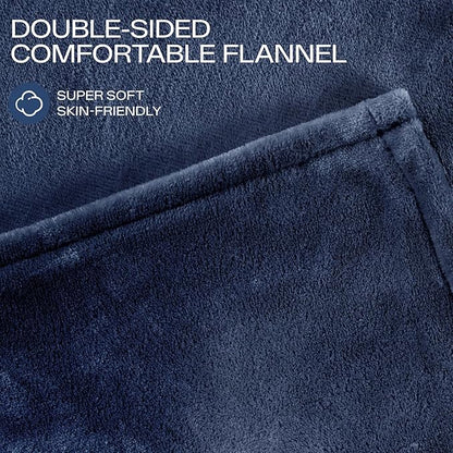 Electric Blanket King Size, Heated Blanket Soft Flannel Heating Blanket King Size with 10 Hours Auto Off, 8 Heating Levels, Machine Washable ETL Certification (Navy Blue, 90" x 100")