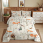 Kids Cute Animals Comforter Set Twin Size Cartoon Bear Fox and Rabbit Bedding Set 2Pcs for Girls Boys Adult Room Decor Foggy Tree Jungle Plants Quilt Set Hunt Adventure Duvet Insert,Beige