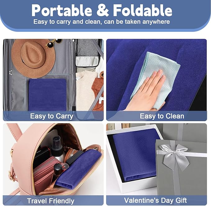 Prosixtoy Portable Wedge Pillow Inflatable Cushion - Body Positioners Lightweight Wedge Pillow for Sleeping, Leg Elevation, Use in Bed, Travel, Camping, Fast Inflating Deflation (Blue)