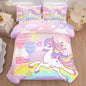 Bodhi Unicorn Comforter Twin for Girls,Kids Twin Bedding Sets for Girls with RainbowCastle Love Hearts and Stars,Unicorn Bedding Sets 5 Pieces
