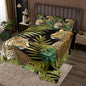 3D Cheetah Quilted King Size,Leopard Print Bedspread Tropical Palm Leaves Coverlet Set Big Cat Wildlife Botanical Bedspread Quilt Set Wild Animal Room Decor,Green