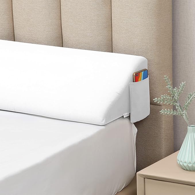 Vekkia Cal King Size Bed Wedge Pillow Gap Filler/Headboard Pillow/Mattress Wedge to Fill Gap (0-6") Between Headboard and Mattress (White 72"x10"x6")