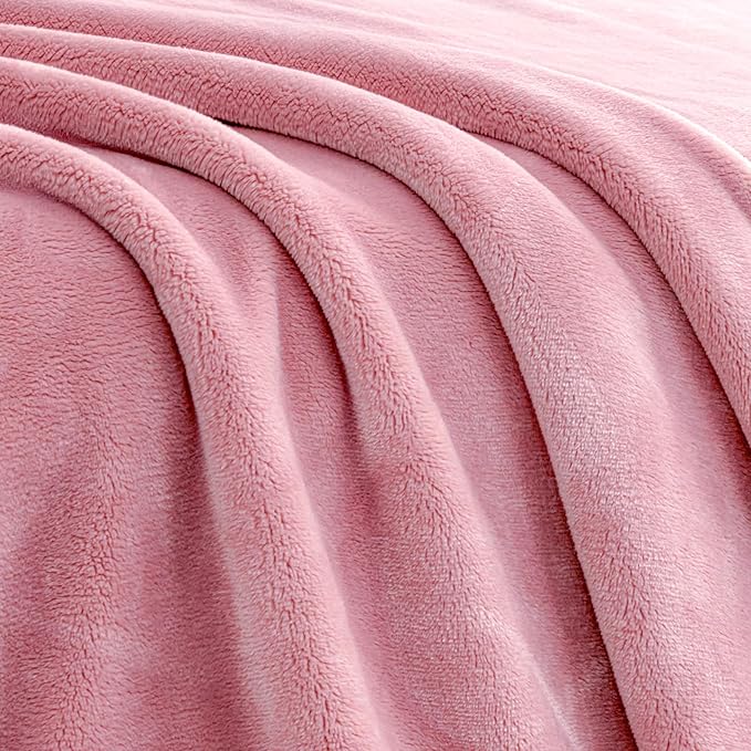 Mellowdy Extra Thick Hearty Plush Flannel Blanket (Candy Pink, 90x90) - 500GSM King Size Warm Blanket for Winter, Fall | Soft, Fluffy, Cuddly, Perfect for Bed, Oversized Throw for Couch, Sofa