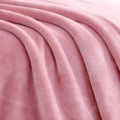 Mellowdy Extra Thick Hearty Plush Flannel Blanket (Candy Pink, 90x90) - 500GSM King Size Warm Blanket for Winter, Fall | Soft, Fluffy, Cuddly, Perfect for Bed, Oversized Throw for Couch, Sofa