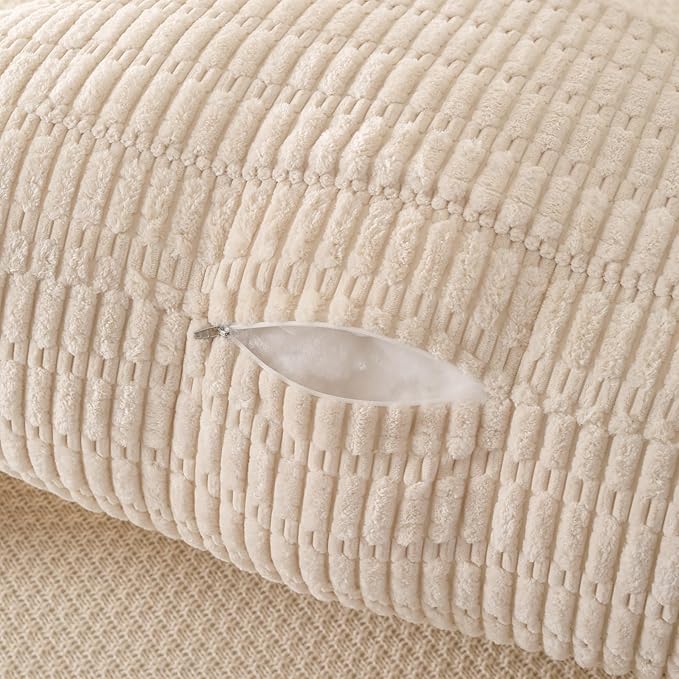 Reading Pillow for Sitting in Bed, Large Backrest Reading Pillow with Arm Rest,Back-Rest Support Cushion for Sit Up on Couch, Sofa, and Floor, Dorm Essentials (Cream Corduroy, Large(19"))
