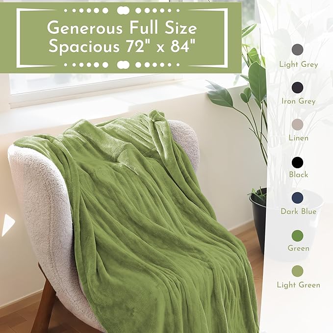 Electric Heated Blanket 72"x84" Full Size Microplush Cover Blanket, 4 Heat Settings & 10 Hours Auto Off, Cozy & Warm for All Night, Machine Washable, Green