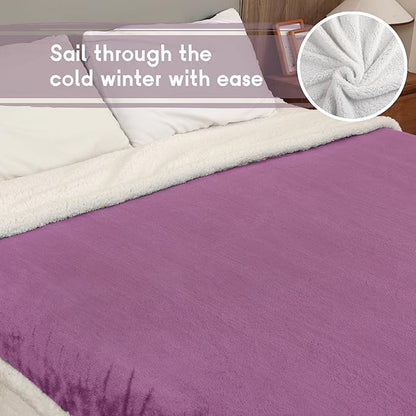 Heated Electric Blanket Queen Size 84''x90'', Dual Controller Soft Flannel with 6 Heat Settings 1-10 Hour Auto Off Large Blanket for Bed - Purple