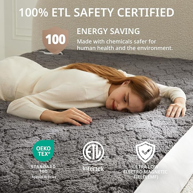 Heated Mattress Pad Twin, Electric Mattress Pad with 9 Heat Settings, Memory Function, Fast Heating, 1-12 Hours Auto Off, Deep Pocket, Machine Washable, 39"x 75", Black