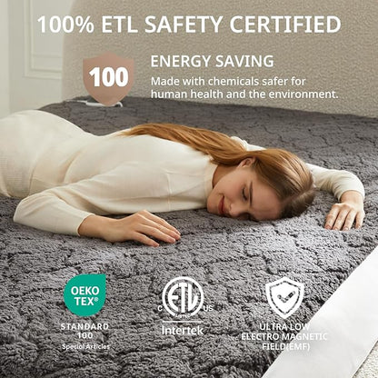 Heated Mattress Pad Full, Electric Mattress Pad with 9 Heat Settings, Memory Function, Fast Heating, 1-12 Hours Auto Off, Deep Pocket, Machine Washable, 54"x 75", Black