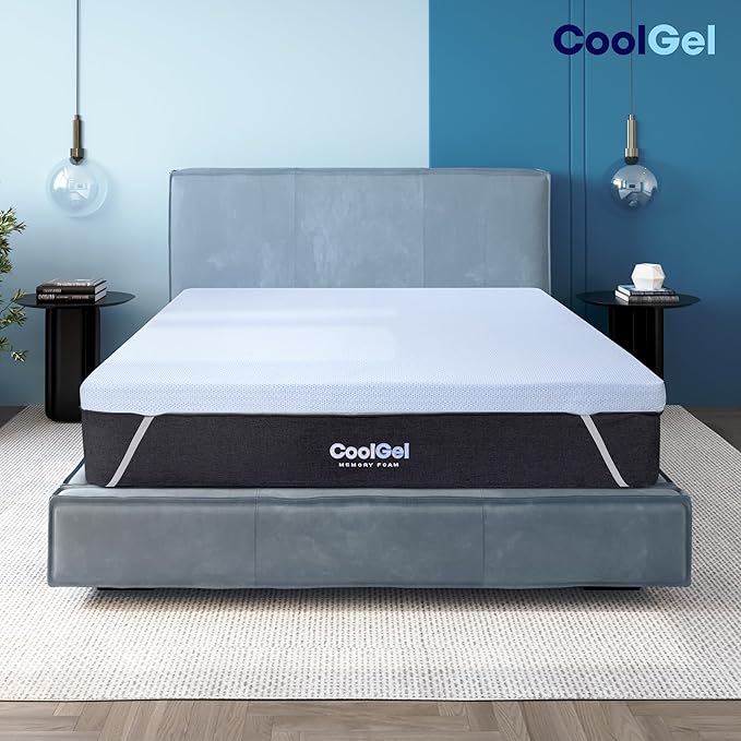 COOL GEL Memory Foam Mattress Topper, Cool Gel Infused Memory Foam, Plush and Supportive, CertiPUR Certified (3-inch + Cool Gel Cover, Twin)
