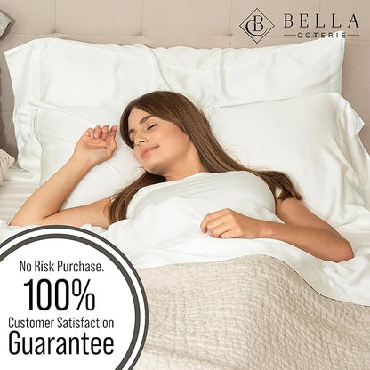 Bella Coterie | Luxury Bamboo Viscose King Size Pillowcase Set | 100% Organically Grown | Ultra Soft | Cooling | 2 Pcs [White]