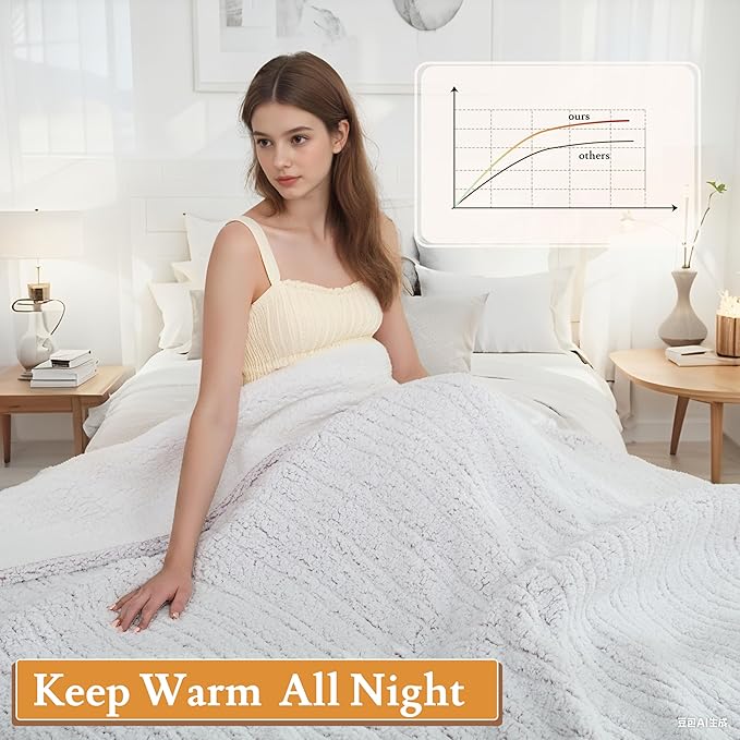 Electric Heated Blanket Sherpa 72"x84" Full Size - 4 Heat Levels, 10H Auto Shut Off, Fast Heating, Cozy and Comfortable, Warm Gifts, Machine Washable - Light Pink