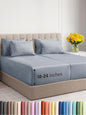Extra Deep Split King Sheet Set - 7 Piece Breathable & Cooling Sheets - Hotel Luxury Bed Sheets Set - Easy Fit - Soft, Wrinkle Free & Comfy Sheets Set - Heathered Blue Sheet Set w/Extra Deep Pockets