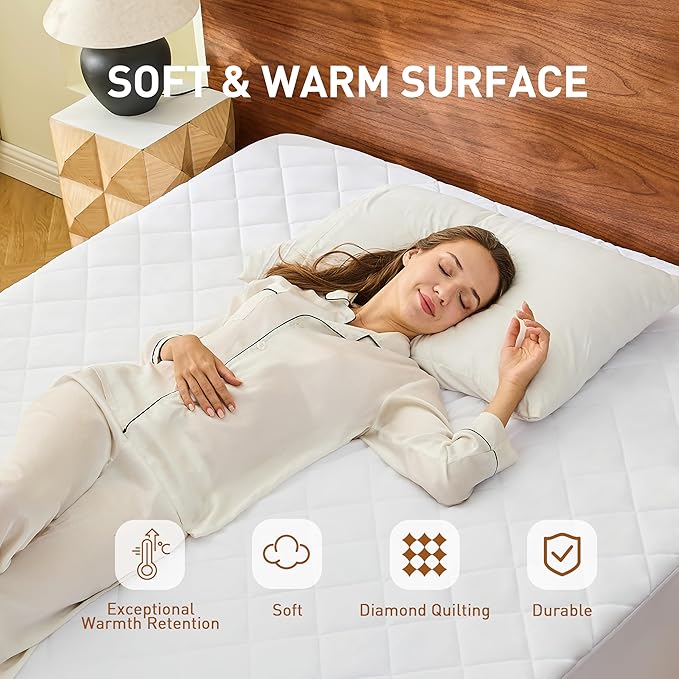 Heated Mattress Pad Twin Size, 12 Heating Levels, 1-12 Hour Auto Shut Off, Preheat & Memory Function, Machine Washable Electric Mattress Pad Cover, ETL & FCC Certified