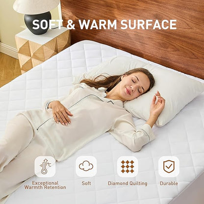Heated Mattress Pad Twin Size, 12 Heating Levels, 1-12 Hour Auto Shut Off, Preheat & Memory Function, Machine Washable Electric Mattress Pad Cover, ETL & FCC Certified