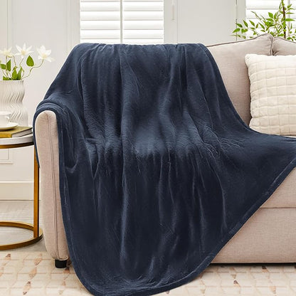 Heated Blanket Twin 62"×84" - Premium Cosy Soft Electric Blanket with 6 Heating Levels,Fast Heating Flannel Sherpa Machine Washable Blanket for Bed & Couch - Auto Shut Off(Navy Blue)