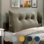 WOWMAX 100% Cotton Velvet Headboard Pillow – Twin Size Wedge Back Support Reading Bolster for Bed & Daybed, Handmade Firm Support Cushion with Removable Cover, Soft Luxury Bed Rest Pillow, Beige Gray