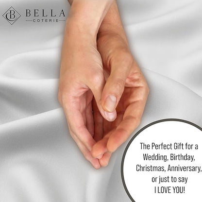 Bella Coterie Luxury Bamboo Viscose Queen Size Duvet Cover Set | 100% Organically Grown | Corner Ties | Ultra Soft | Cooling | Two Pillow Shams | 90 x 94 | No Insert [Grey Mist]