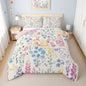 Erosebridal Colorful Flower Comforter Set Queen Size,Cute Boho Blue Floral Bedding Set for Kids Girls Boys Room Decor,Rustic Wildflower Quilt Bed Set Watercolor Flowers Bed Comforter Set 3Pcs