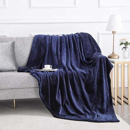 IR Imperial Rooms Fleece Blanket 12 Pack Twin Size 60 x 80 Inches - Super Soft Fluffy Throw Blanket for Sofa and Bed - Warm and Cozy Lightweight 400 GSM Microfiber Bed Throws Blankets (Twin, Navy)