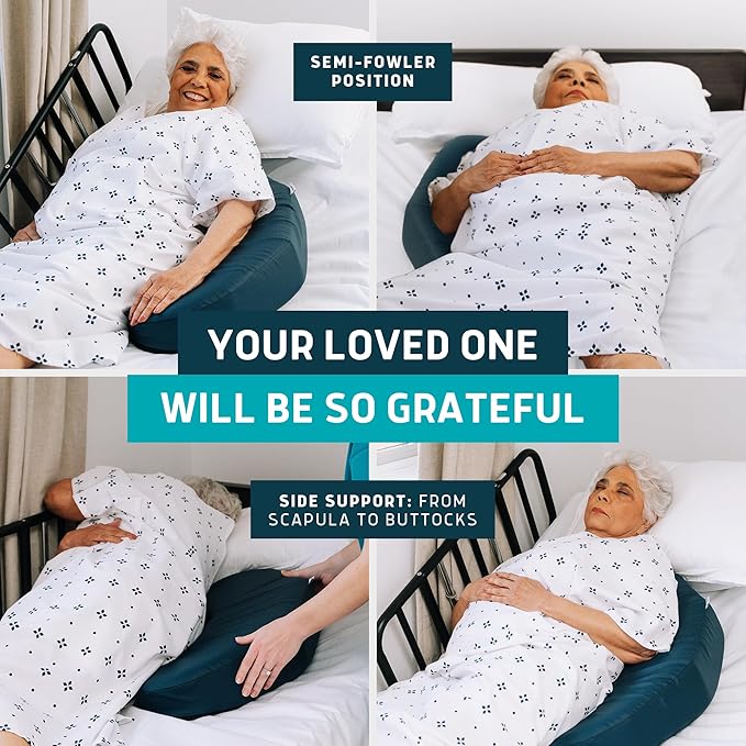 Lunderg Bedsore Pillow Positioning Wedge - with 2 Non-Slip Pillowcases & Adjustable Slope - Pressure Ulcer Cushion for Bed Sore Prevention - Stay on The Side and Stay Off The Back
