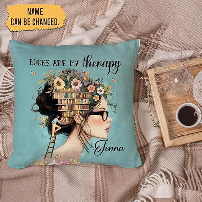 Hyturtle Personalized Book Pillow (Insert Included) Gifts for Book Lovers, Reading Club Librarian Gifts for Girls Women on Birthday Christmas, Custom Name Couch Cushion Decor Throw Pillow Keepsake