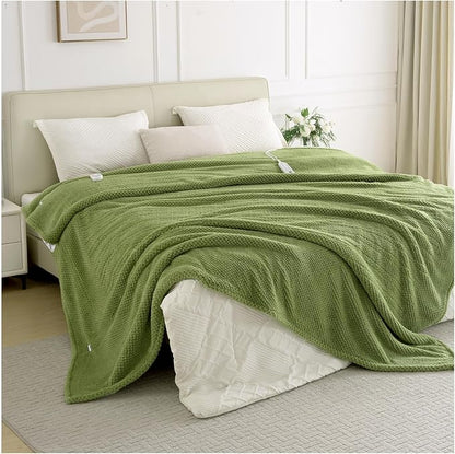 Heated Blanket Electric Blanket King Size, 90" x 100" Fast Heating Blanket with Dual Control 8 Heating Levels & 10 Hours Auto Off, Machine Washable, ETL & FCC Certification, Green