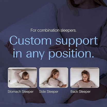DreamyBlue Moon Pillow • Adjustable Loft, Luxury Cover, Shredded Memory Foam • for Back, Side and Combination Sleepers • Neutral Alignment for All • CertiPUR-US Certified Foam (King)