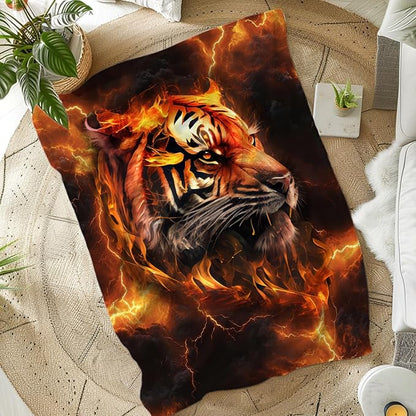 Kids Blanket Tiger Blankets for Boys Teens Gift for Son Grandson, Cozy 80 x 60 Inches Lightweight Flannel Throws for Travel Bed Living Room Garden Sofa