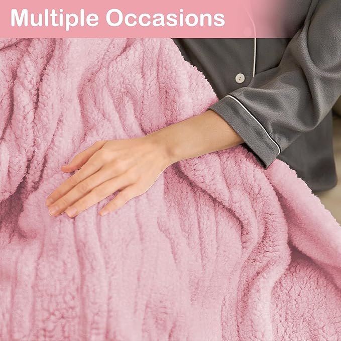 Electric Heated Blanket Full Size 72"×84" with 6 Heating Levels & 1-10Hs Auto Off, Heating Blanket Double Sided Plush Sherpa, Fast Heating, Machine Washable for Christmas Gift - Light Pink
