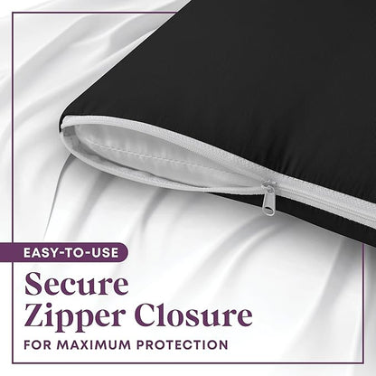 CirclesHome Pillow Protectors 4 Pack Queen Zippered - 100% Cotton Breathable Pillowcases - Protects Pillows from Dirt, Dust and Debris (Queen- Set of 4 - 20x30)