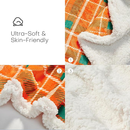 LUXIAN Electric Heated Blanket Full Size 72"x84" - Microplush & Sherpa Fabric Dual-Sided, 6 Heat Settings & 1-10 Hours Auto Off, Cozy Warming Throw for Home, Office, or Bed, Machine Washable, Orange