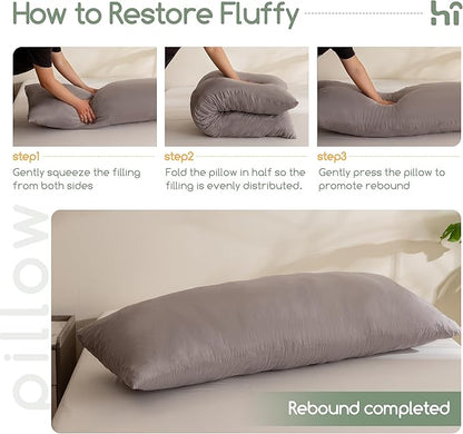 HIGOGOGO Memory Foam Body Pillow, Thickened Large Long Bed Pillow for Adults, Full Body Pillow with Removable Pillow Cover(20x54 Inch)